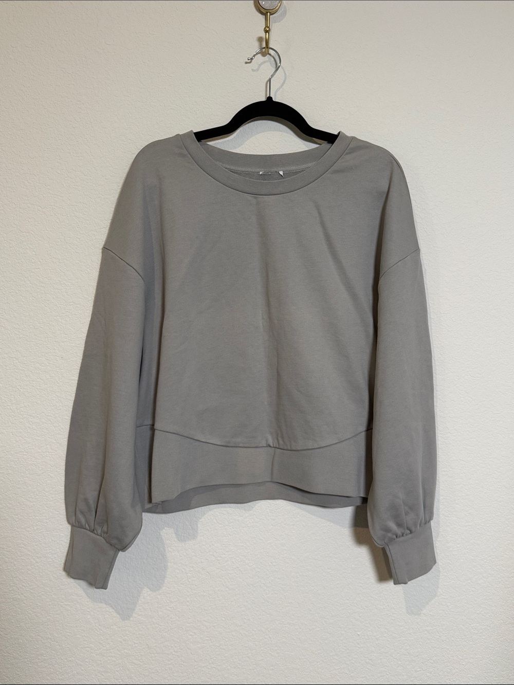 Cuyana Gray Terry Crewneck Balloon-Sleeve Sweatshirt